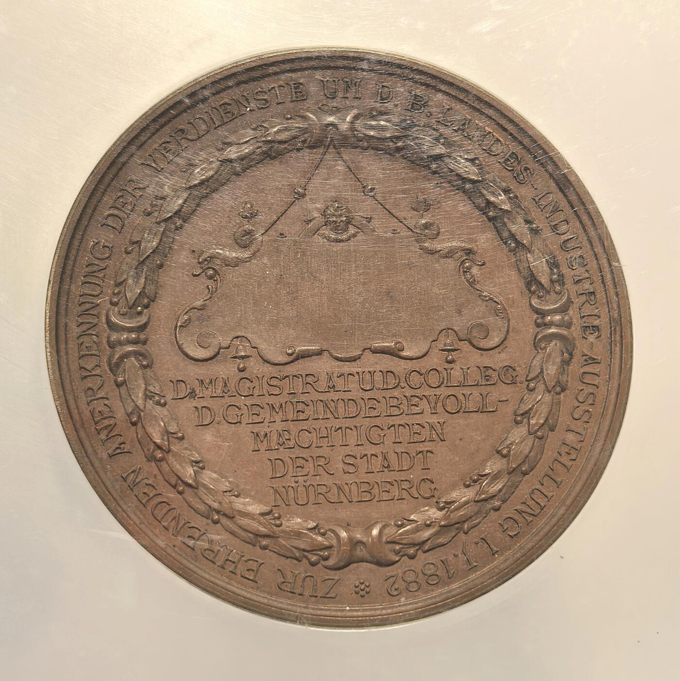 博洋堂世界钱币拍卖第140期（全场包邮） NGC MS63 纽伦堡1882年工业博览会巨大铜章，50mm，超高浮雕原铸景观款。