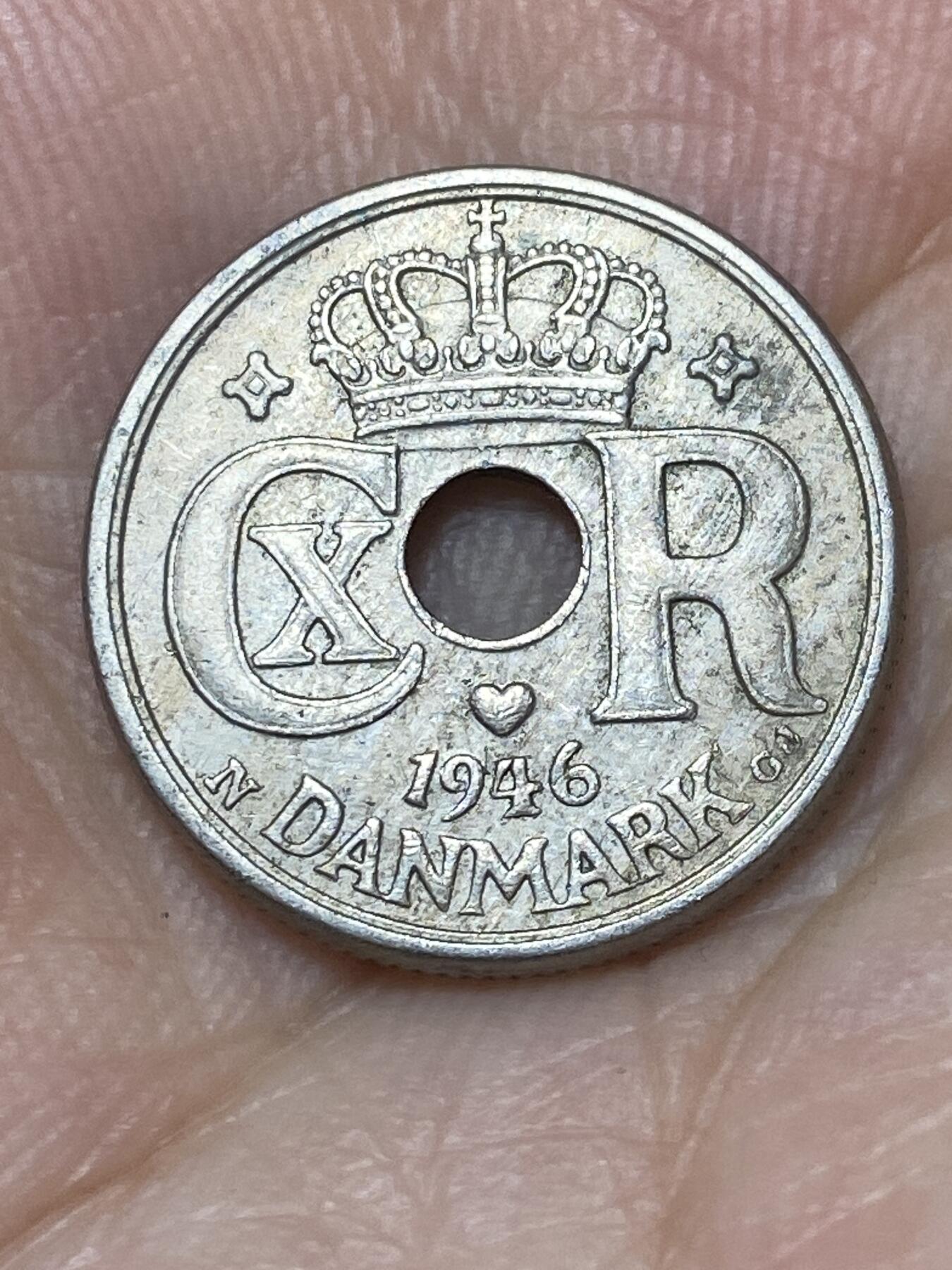 2025年第九十二场(总第一百一十八场）外国好品散币(免佣金) 丹麦🇩🇰1946年10欧尔(克里斯蒂安十世第五版，N; GJ版)