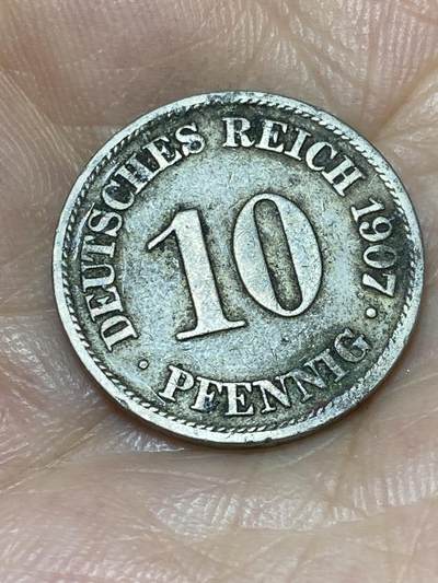 2025年第九十二场(总第一百一十八场）外国好品散币(免佣金) - 德意志帝国1907年10芬尼(威廉二世时期，A标柏林造)