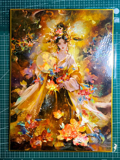 【关注参拍有赠卡】显眼宝32期  9.17日晚22:00结束 - 【全新原膜】A4金边包边 十二花神之一 硬卡一张 可入卡册 大图精美