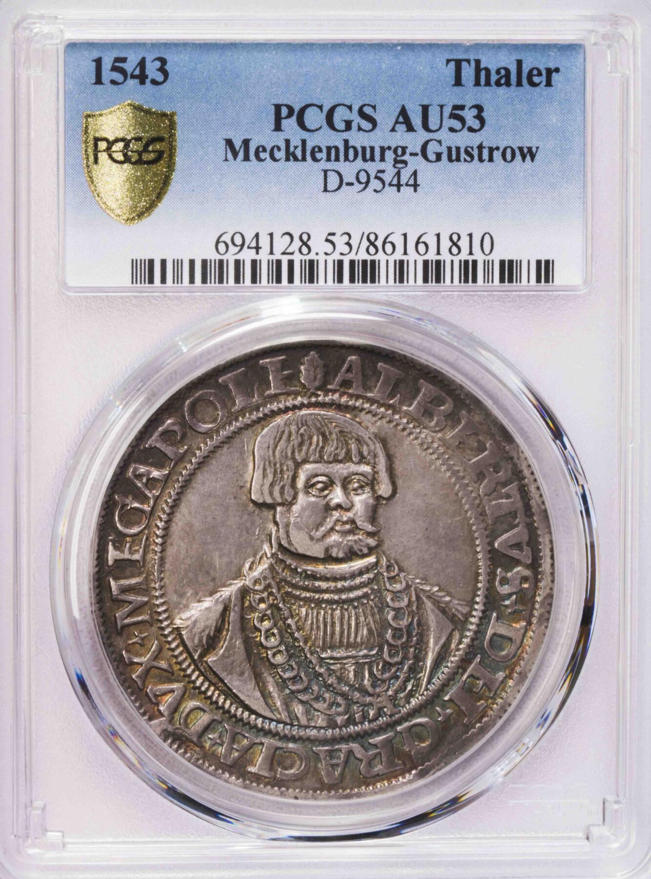 PCGS-AU53 1543梅克伦堡老头泰勒 唯一冠军