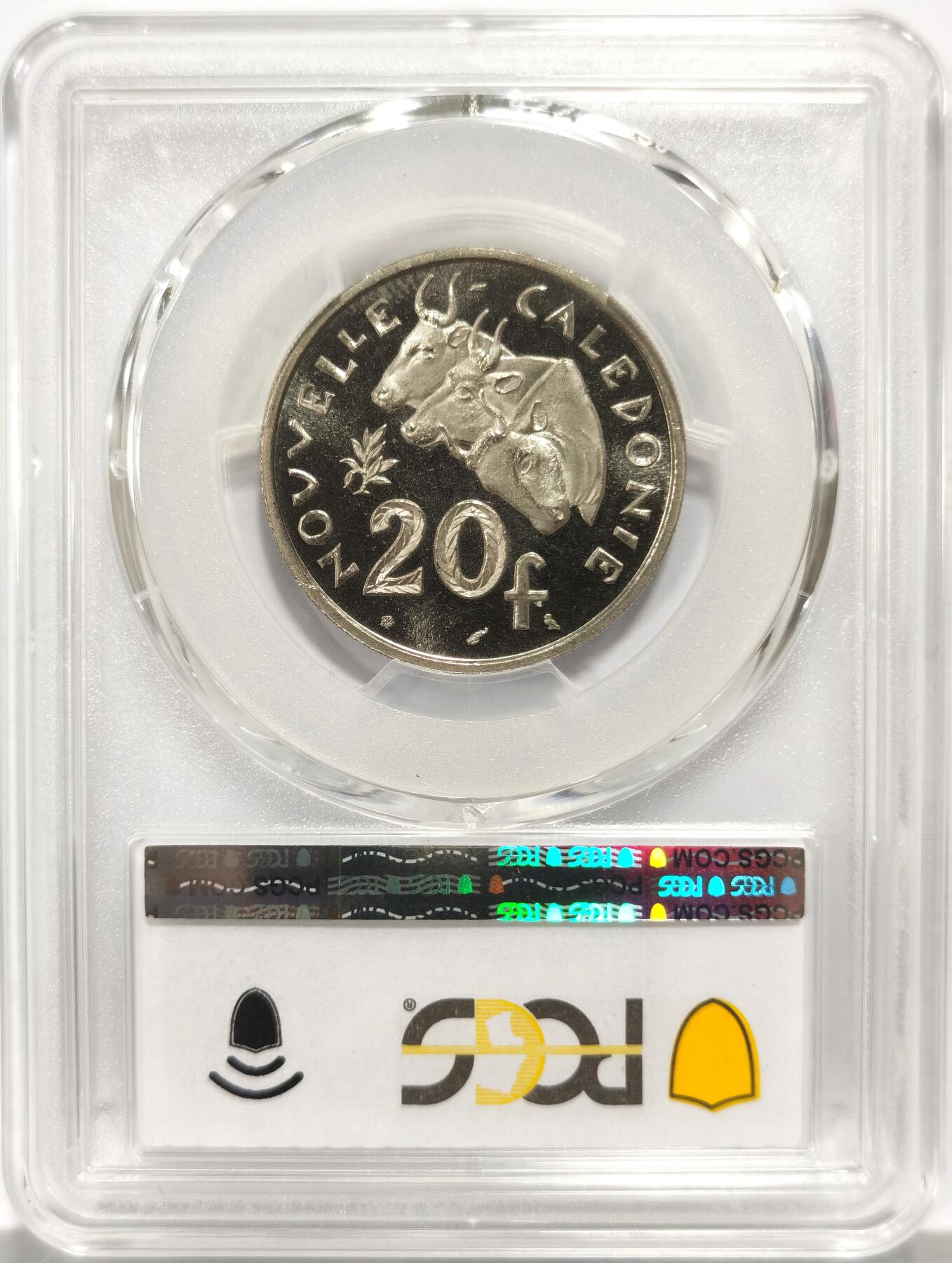博洋堂世界钱币拍卖第140期（全场包邮） PCGS SP66 新克里多尼亚1967年20法郎样币，特殊样币铸造，细节上比流通币精致得多。