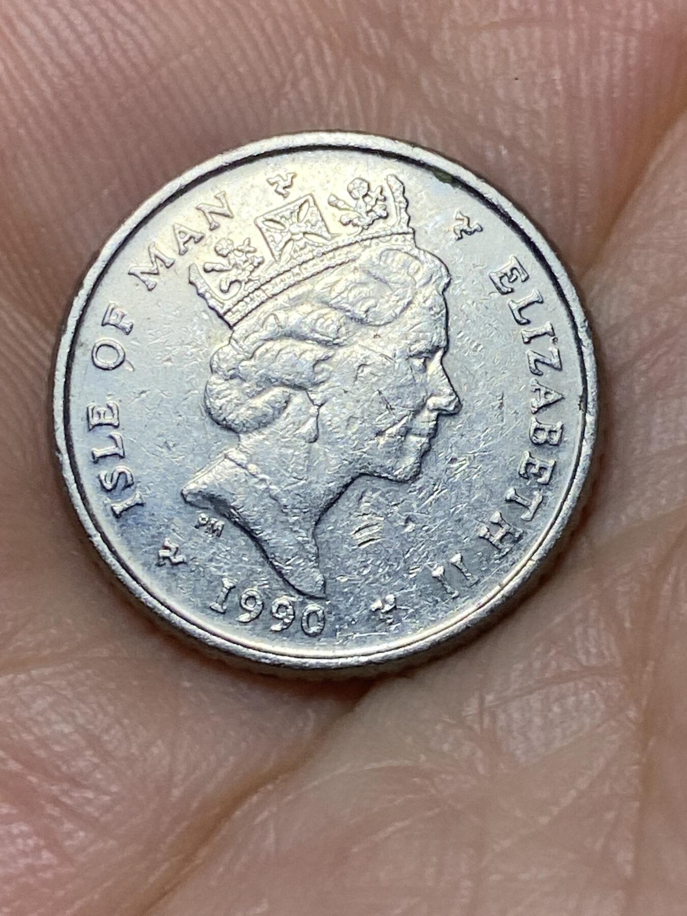 2025年第九十二场(总第一百一十八场）外国好品散币(免佣金) 英属马恩岛🇮🇲1990年5便士(伊丽莎白二世中年高冠，PM AB)