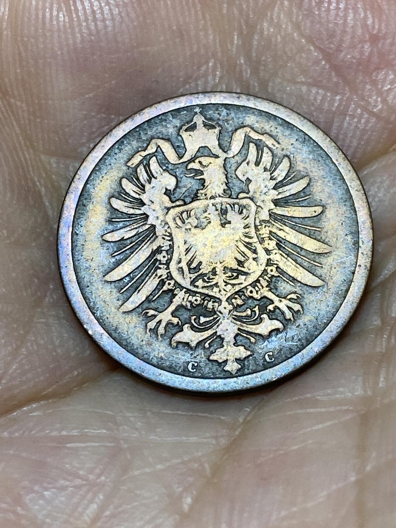 2025年第九十二场(总第一百一十八场）外国好品散币(免佣金) 德意志帝国1875年2芬尼(威廉一世时期，C标，法兰克福造)