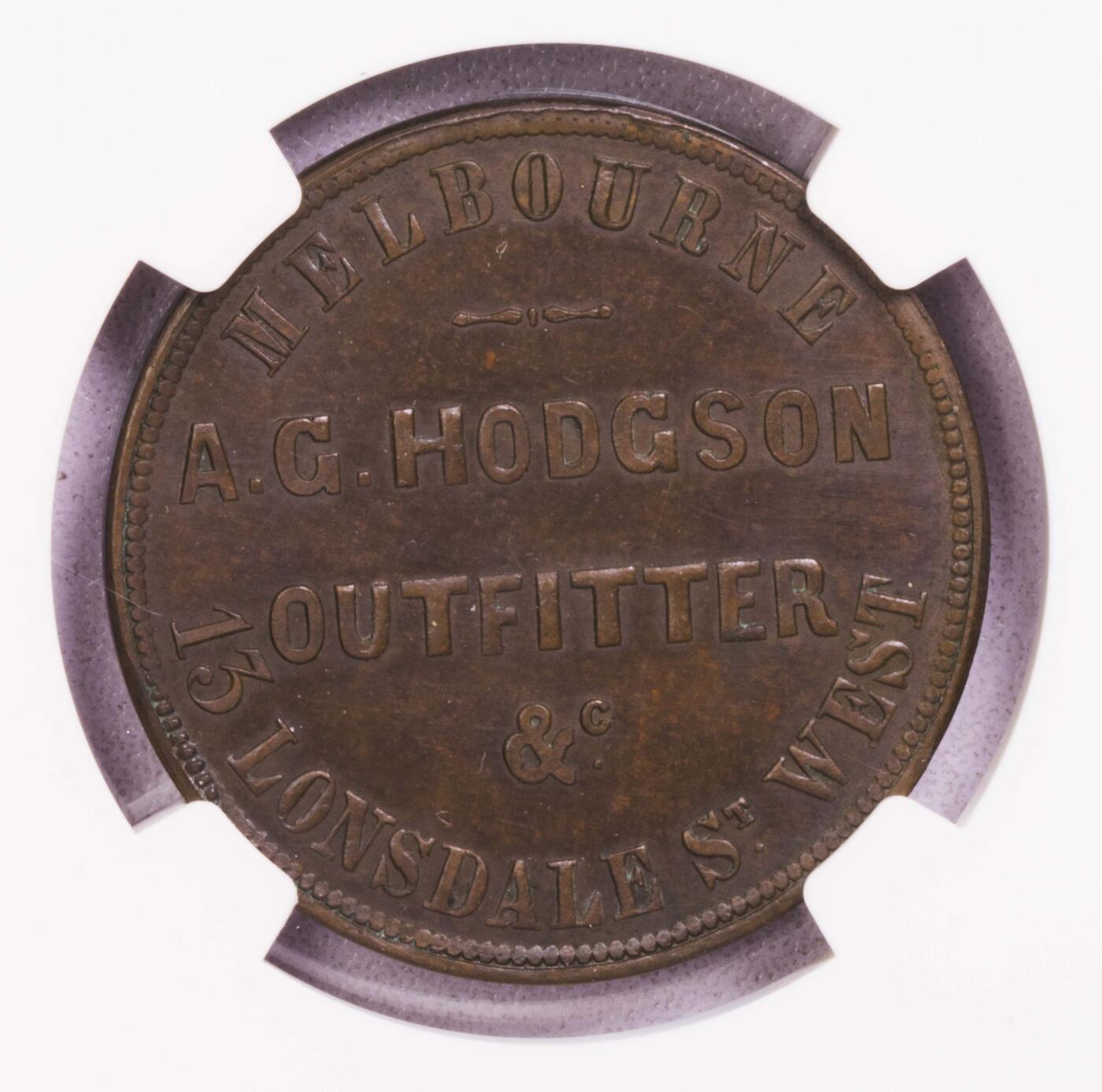 NGC-MS64BN 1862澳大利亚墨尔本1便士代用币 冠军