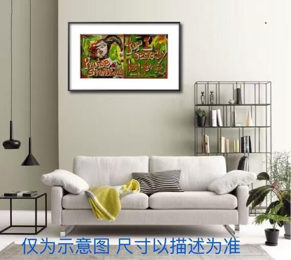 零元拍：歪歪 OWSON 系列作品装饰画，《英雄与诗歌系列：小丑女》。两幅为一套，单幅尺寸：295MM X295MM/张，拍品不含装裱