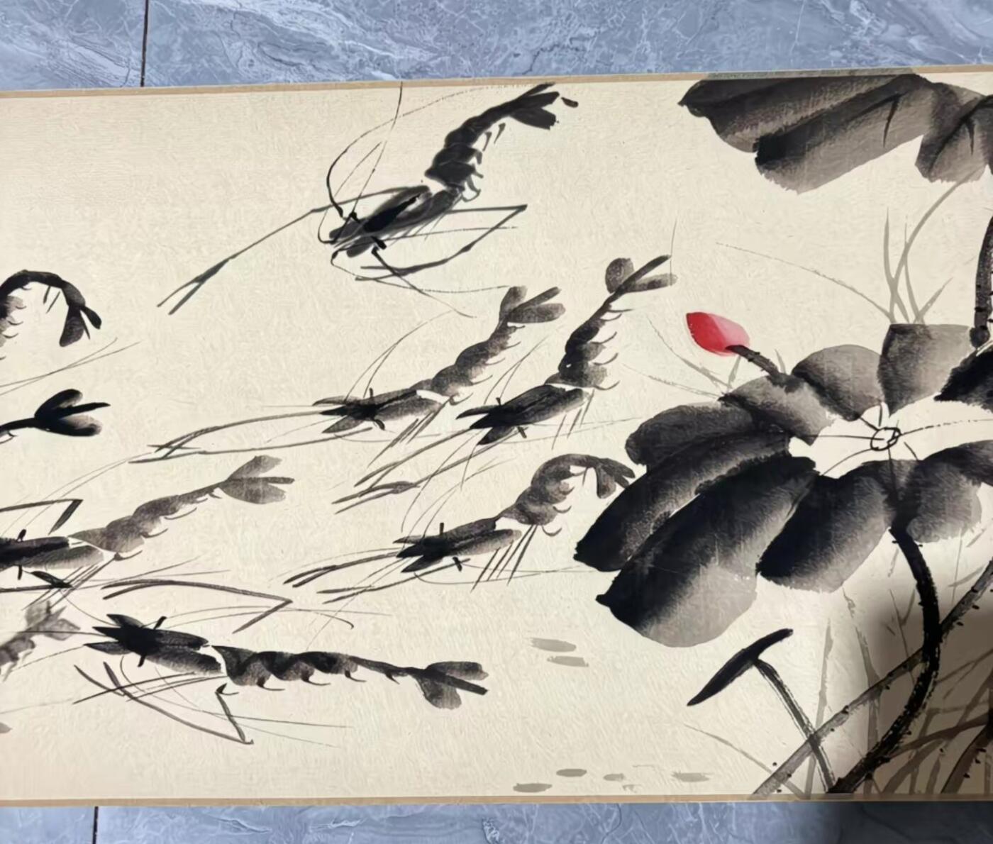   听雨轩  名家卷轴字画 龙纹小长卷《齐白石群龙入海》尺寸:30/350cm左右