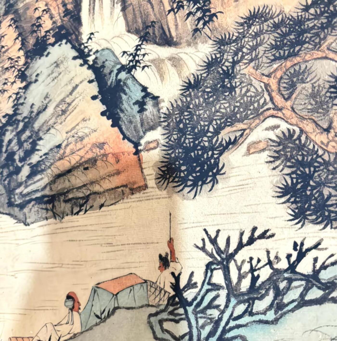   听雨轩  名家卷轴字画 龙纹小长卷《张大千湖山秋景》
