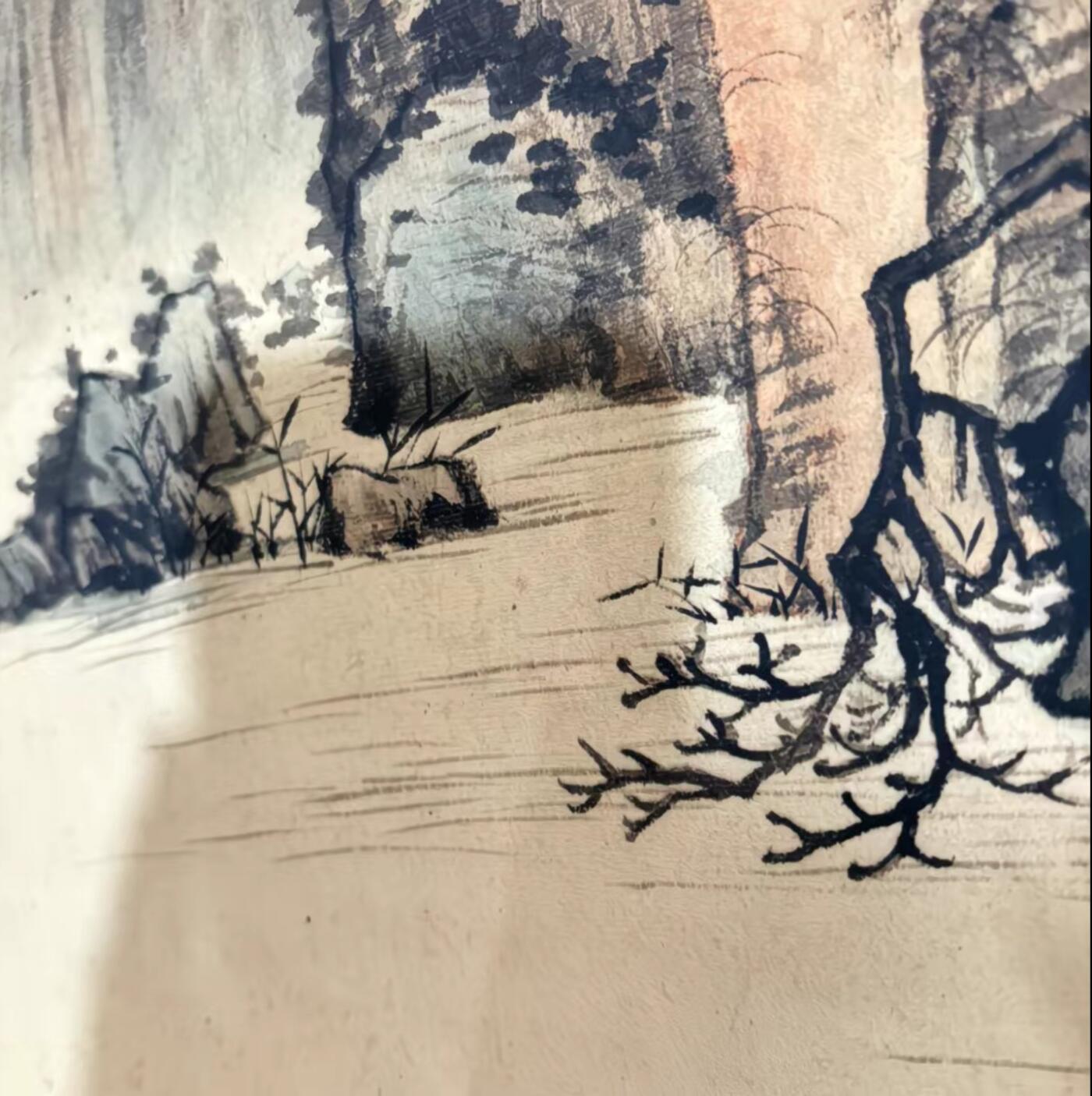   听雨轩  名家卷轴字画 龙纹小长卷《张大千湖山秋景》