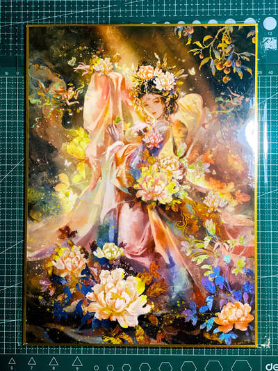 【关注参拍有赠卡】显眼宝32期  9.17日晚22:00结束 - 【全新原膜】A4金边包边 十二花神之一 硬卡一张 可入卡册 大图精美