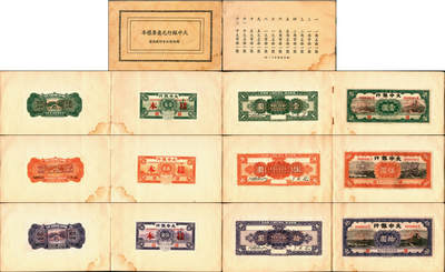 宜和2025年夏季拍卖会——红桥往事 - 民国十年（1921年）大中银行元角票样本一册，长城图，无地名，其中包括：壹角、贰角、伍角、壹圆、伍圆、拾圆全套单面样本券，正背共12枚；不可多得的金融历史资料