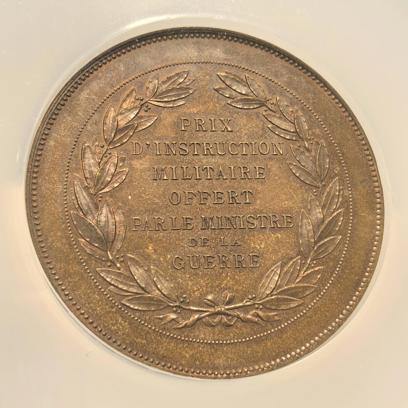 博洋堂世界钱币拍卖第140期（全场包邮） NGC MS63 唯一冠军分！法国1900以前军事服务奖章巨大款，高浮雕经典法国谷物女神，51mm巨大款！不是41甚至35mm小款！