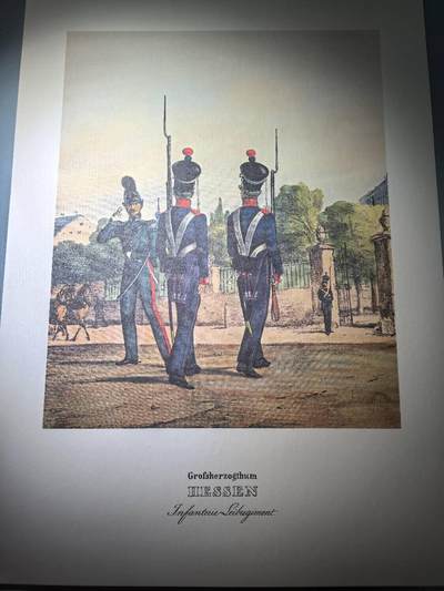 盛世勋华——号角文化勋章邮票专场拍卖第279期 - 大尺寸手绘图卡 黑森大公国教导步兵团 大A4尺寸 翻印自1848年出版《德意志陆军》一书