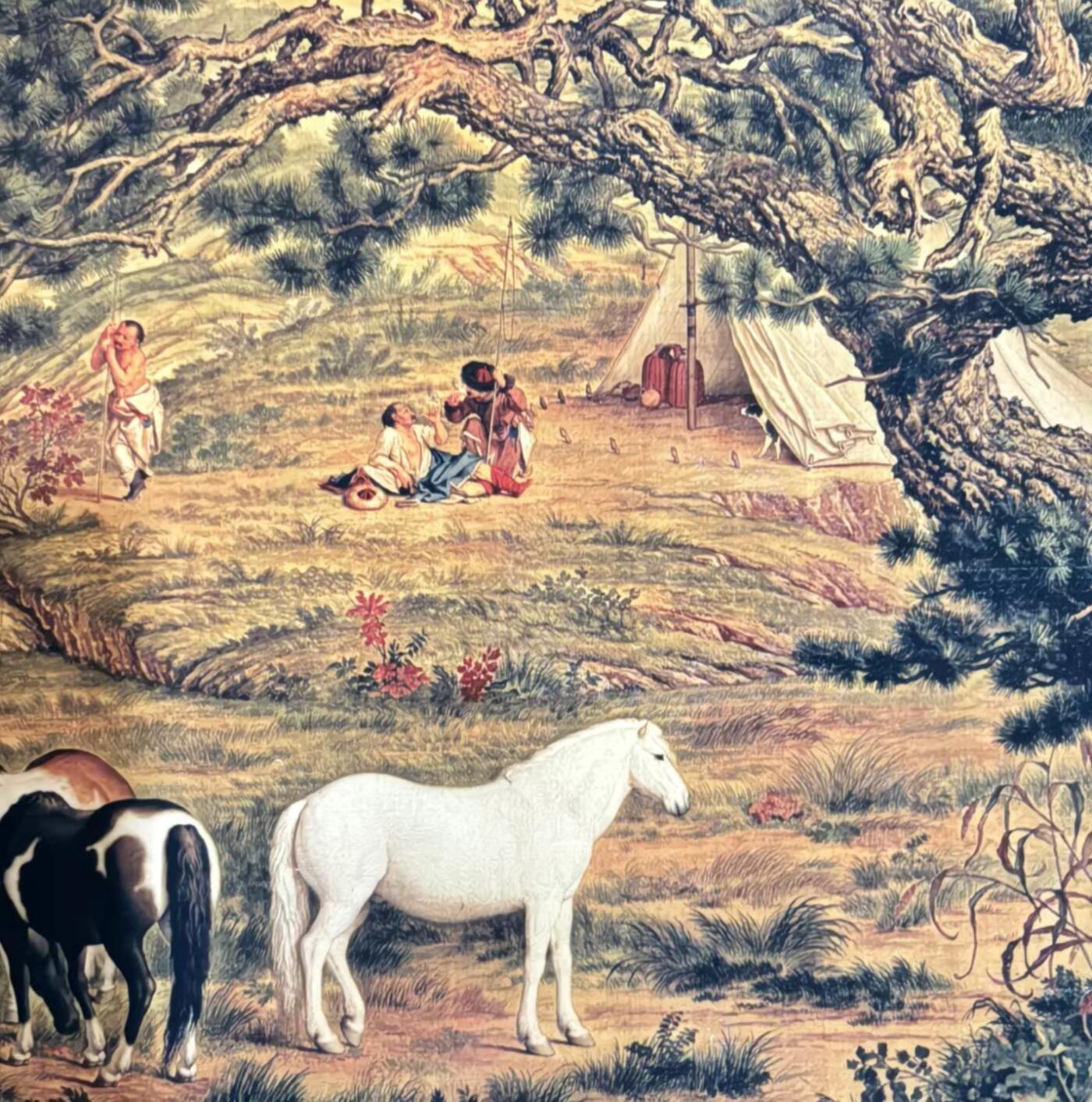   听雨轩  名家卷轴字画 龙纹小长卷《郎世宁百骏图》