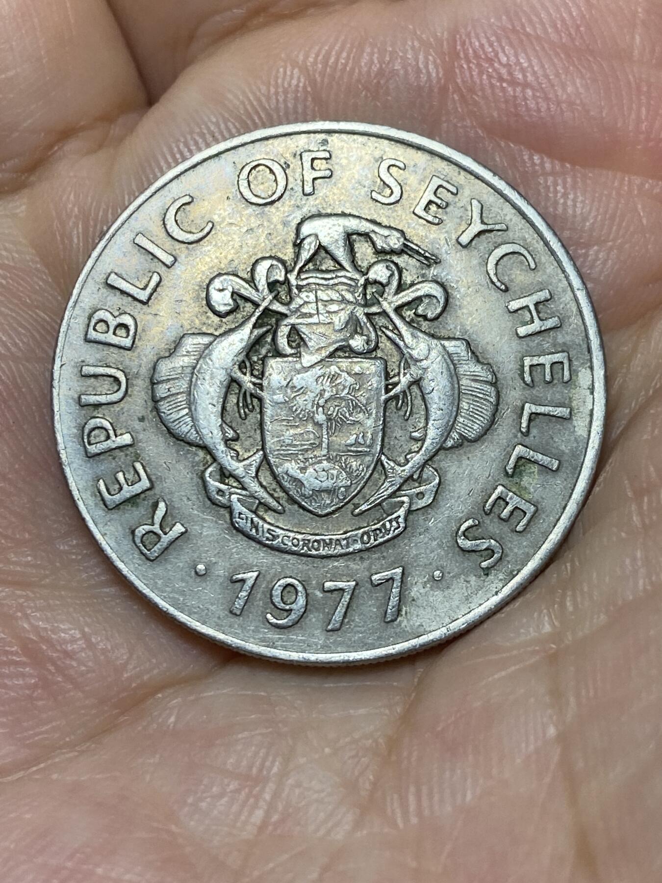 2025年第九十二场(总第一百一十八场）外国好品散币(免佣金) 塞舌尔🇸🇨1977单年份1卢比(独立后第二套流通硬币)