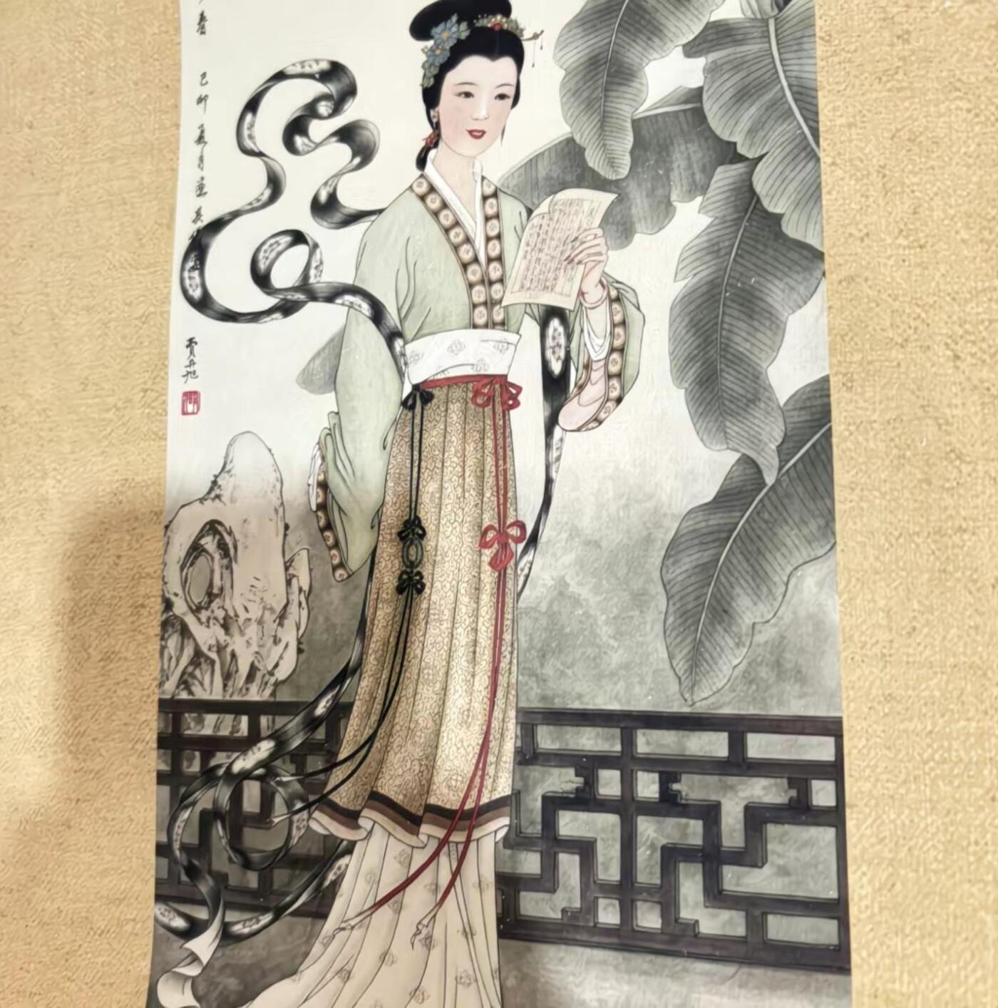   听雨轩  名家卷轴字画 龙纹小长卷《费丹旭十二金钗》尺寸30/350cm