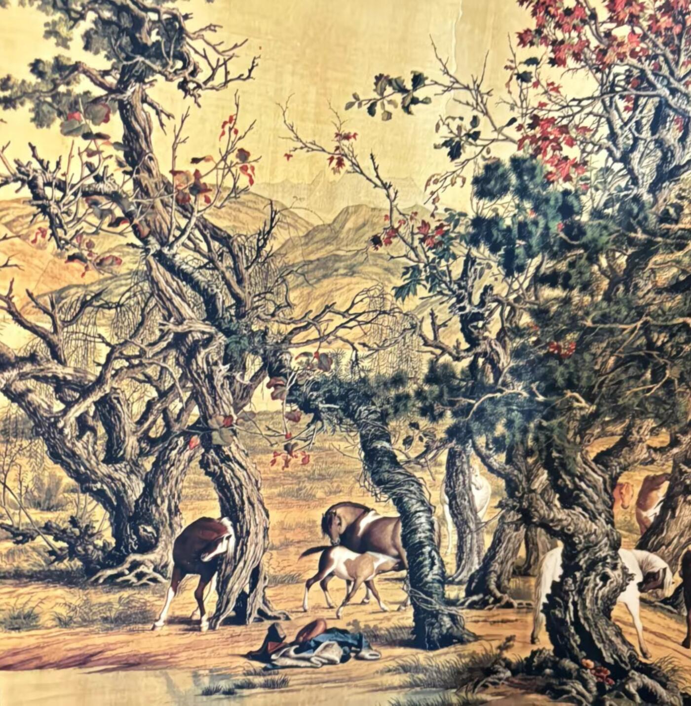   听雨轩  名家卷轴字画 龙纹小长卷《郎世宁百骏图》