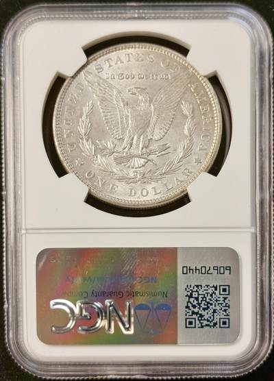 甄臻铺-世界币章拍卖（第34期），送拍享返佣金等优惠多多 NGC-MS63 美国1886摩根银元 带一点淡淡的包浆 底板不错 个人送评 上海N有点压分了 状态很不错