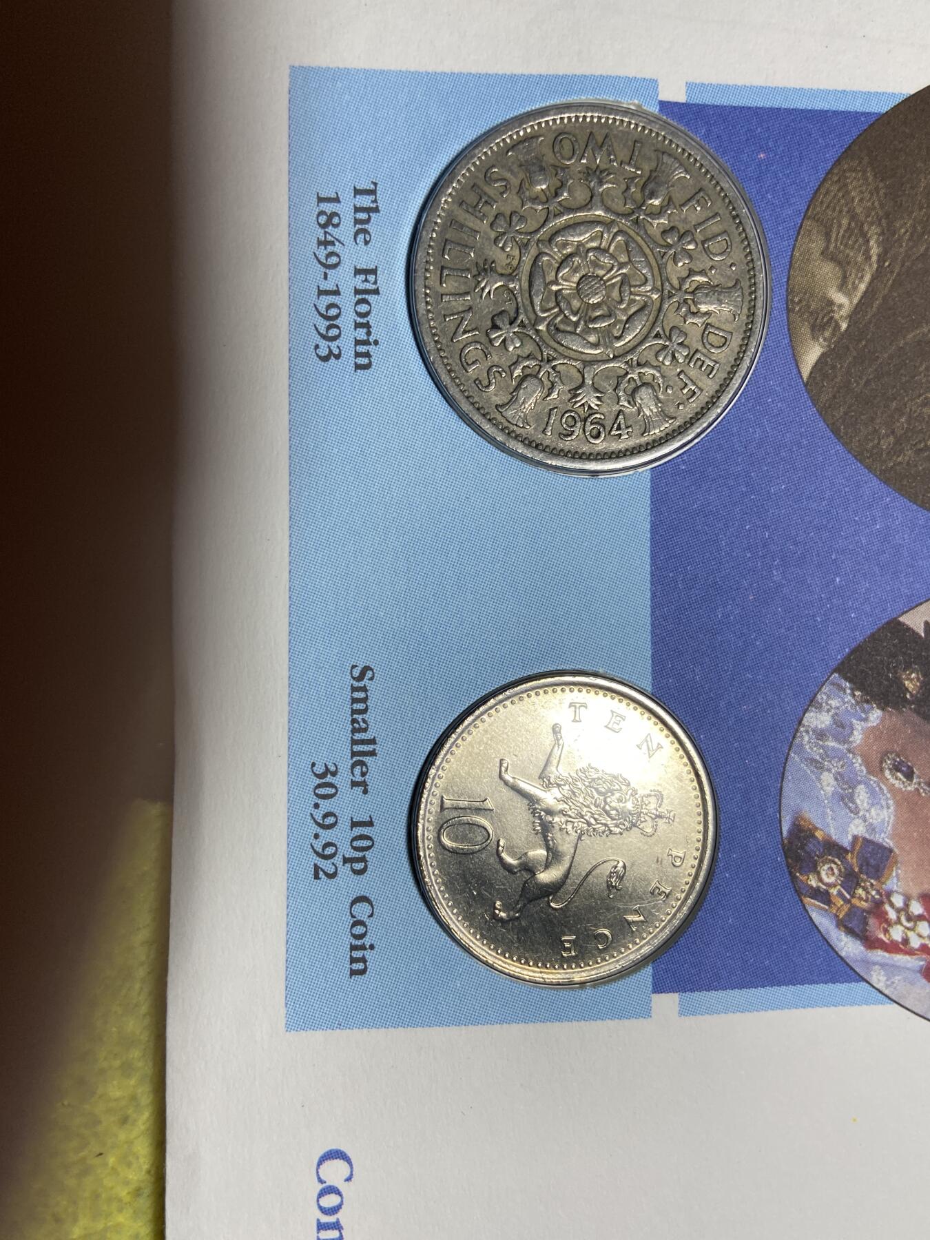 2025年第九十二场(总第一百一十八场）外国好品散币(免佣金) 邮币封–英国🇬🇧1993年弗洛林退出流通，小版10便士1992年首发纪念封(内含1964年1弗洛林+1992年小版10便士)