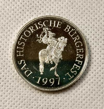 甄臻铺-世界币章拍卖（第34期），送拍享返佣金等优惠多多 德国1997年历史市民节纪念币