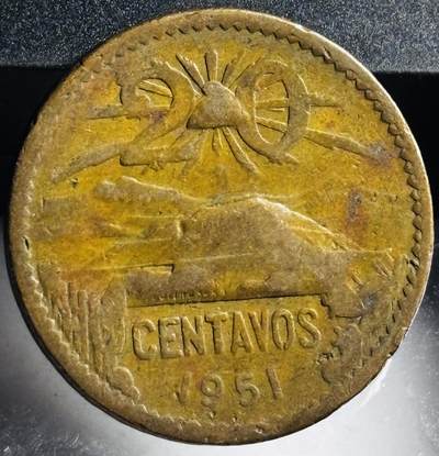 文馨钱币收藏第 272 场， 长期接收代拍品 - 早起墨西哥 1951 年 20 分金字塔铜币
