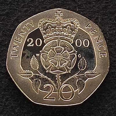 【全场包邮】纯粹捡漏拍套币 - 英国2000年20便士（21.4毫米5克）精制银币