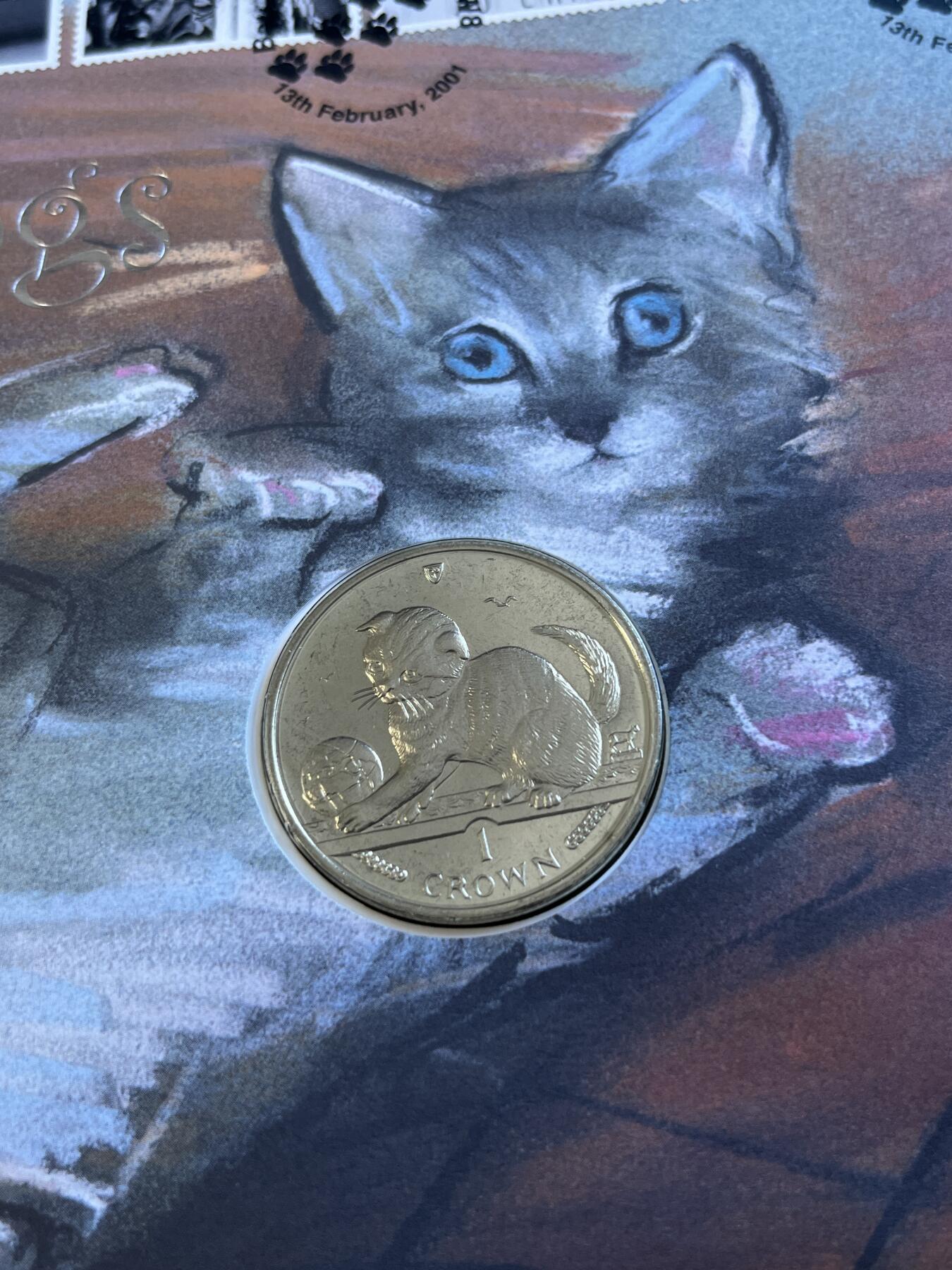 第175期拍卖【长期征集拍品】 马恩岛2000年世界名猫苏格兰折耳猫纪念币首日封
