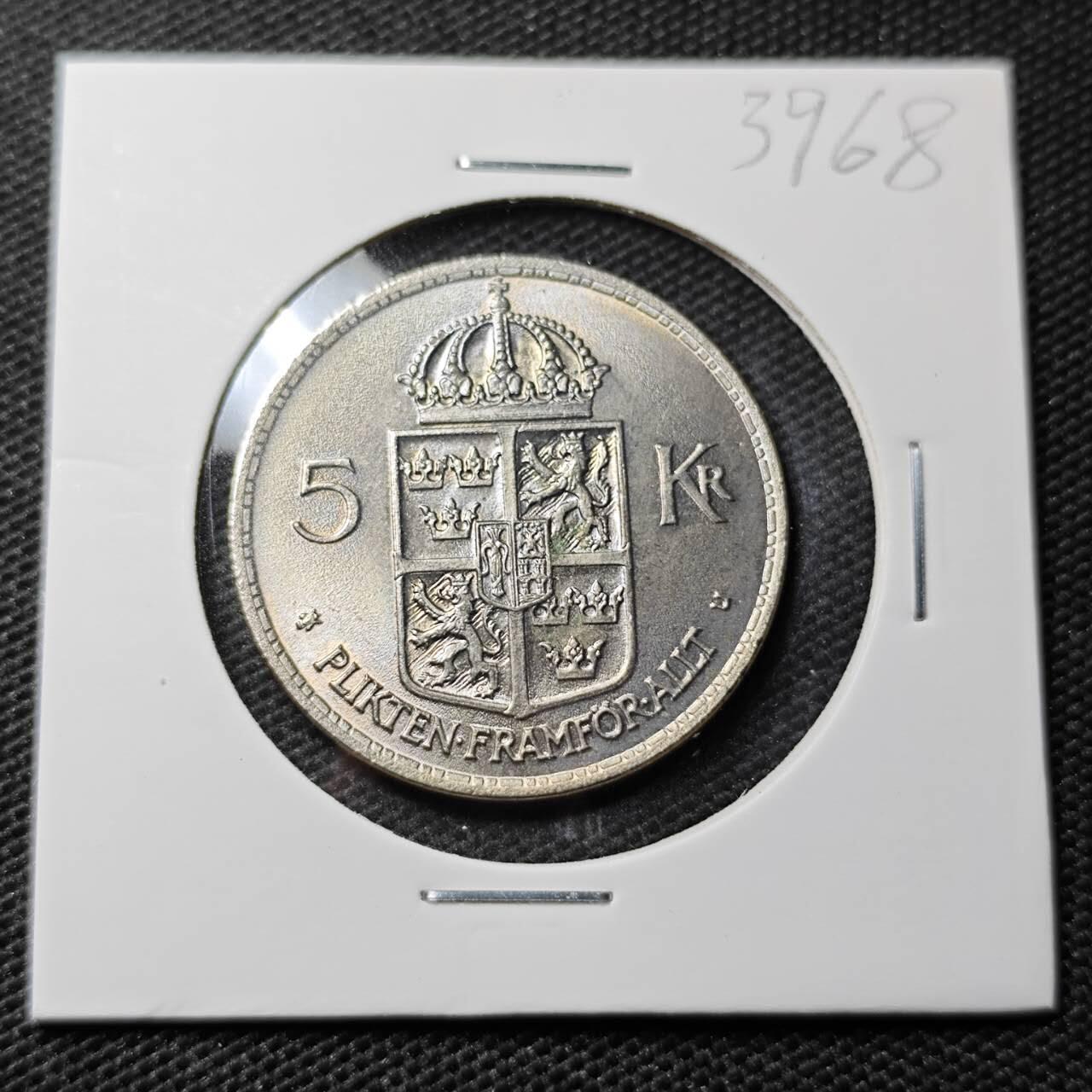 KK钱币收藏小铺 第339场 2月预留时间 周末发货 1972瑞典5克朗 好品