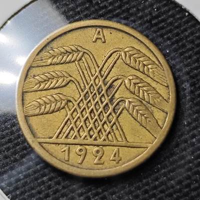 KK钱币收藏小铺 第339场 2月预留时间 周末发货 - 1924德国魏玛共和国5芬尼 