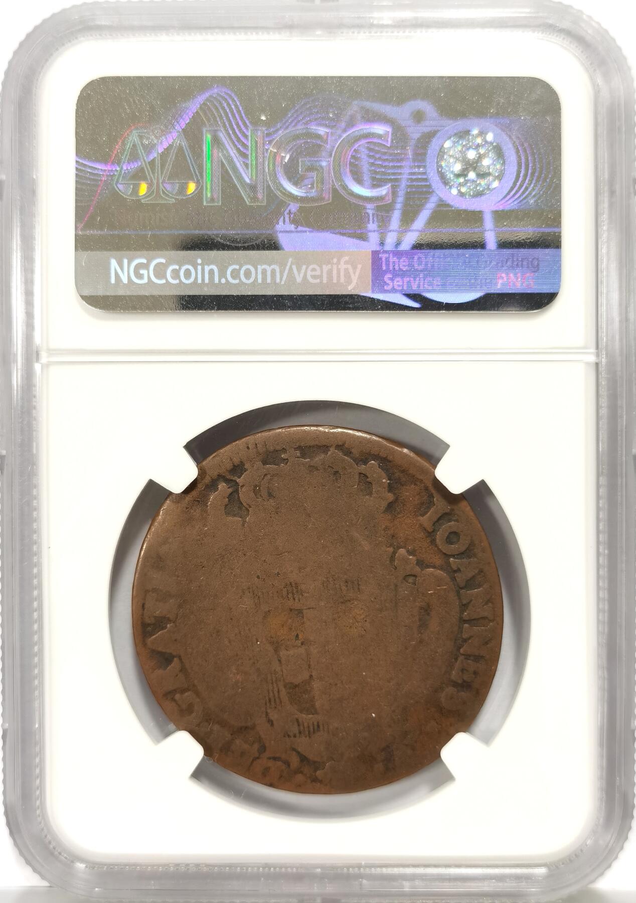 博洋堂世界钱币拍卖第140期（全场包邮） NGC AG3BN 葡萄牙1734年若昂五世10瑞斯铜币，少见品种，有分难得