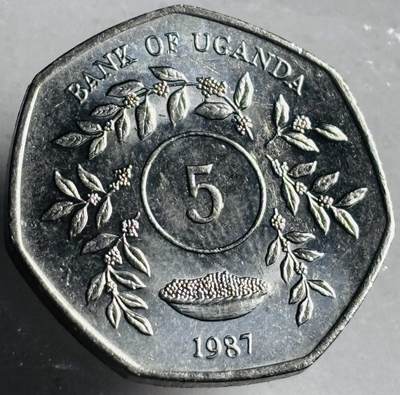 文馨钱币收藏第 272 场， 长期接收代拍品 - 1987 年乌干达 5 先令，独年份