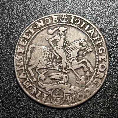 【德藏】世界币章拍卖第147期（拍品征集中~欢迎藏友联系） - 1670年 德国曼斯菲尔德·艾斯勒本屠龙1/3泰勒银币 原味老包浆 直径约：32.3mm；重约：9.2g