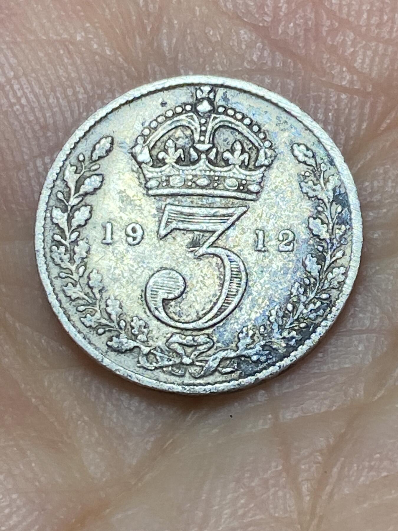 2025年第九十三场(总第一百一十九场）外国好品散币(免佣金) 英国🇬🇧1912年3便士银币(乔治五世第一版，925高银)