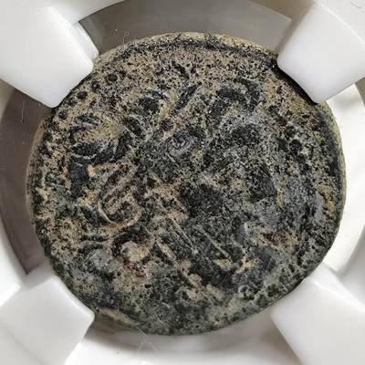 希腊罗马丝路打制币化石【中外钱币放漏】专场！陆小鱼的钱币仓，限时拍卖第079场 - 古希腊 宙斯铜币/宙斯持胜利女神和权杖坐像11.12g