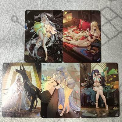 花开卡拍第39期（9月21号周日截拍，品控勿拍!!!拍品不寄存，运费5元，自制卡难免瑕疵，可能存在轻微撞角爆边等出厂瑕疵，品控介意勿拍！） - 墨卡牌 碧蓝航线5张 折光彩闪