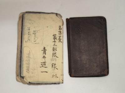 徽章杂项专场 - 日军手牒 抗战收藏 记录了相关军官名 部队守则等信息 日军笔记 抗战时期笔记 纸质资料 如图所示 青井道一所有 名古屋部队 东条英机等 历史原品