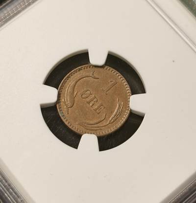 甄臻铺-世界币章拍卖（第34期），送拍享返佣金等优惠多多 NGC-MS63BN 1899年丹麦1欧尔铜币 原光品相