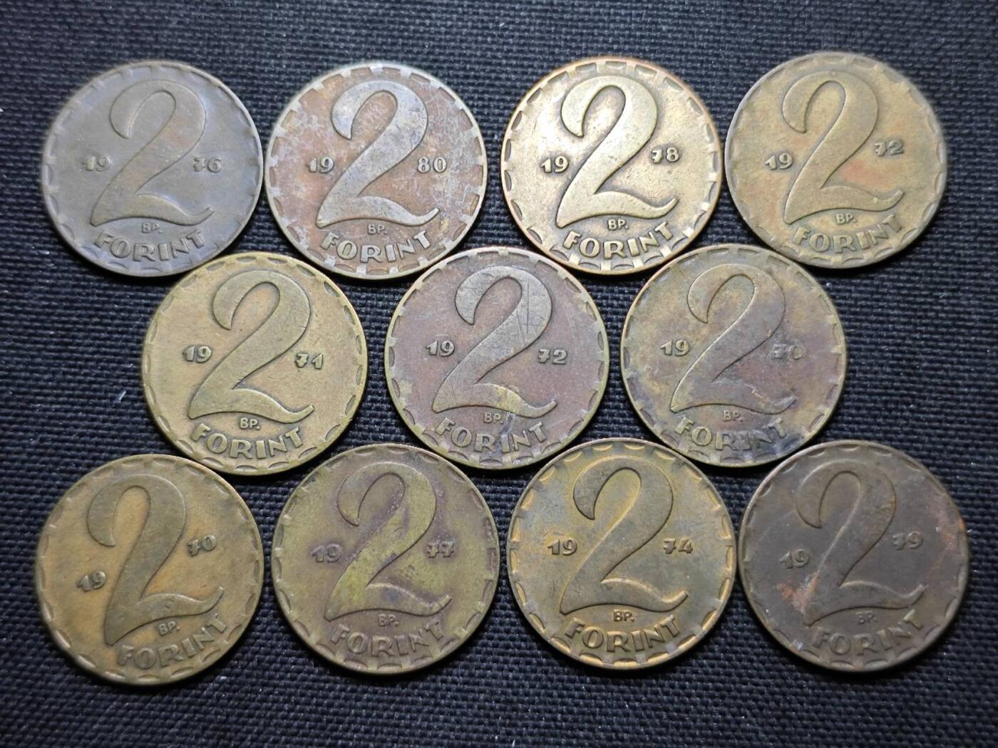 KK钱币收藏小铺 第339场 2月预留时间 周末发货  匈牙利5福林10枚+2福林铜币10枚共20枚一组