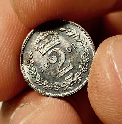 甄臻铺-世界币章拍卖（第34期），送拍享返佣金等优惠多多 英国1898年披纱洗脚币，没有4便士，高分品相，绚彩包浆