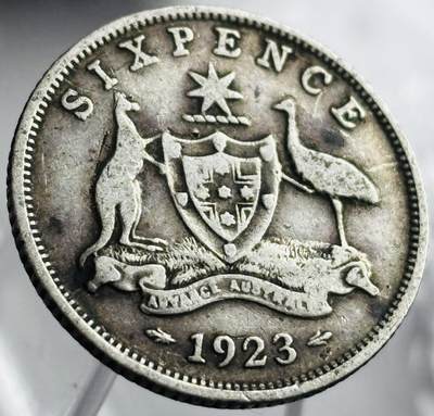 文馨钱币收藏第 272 场， 长期接收代拍品 - 1923 年英属澳大利亚乔治五世 6 便士银币 925 高银版