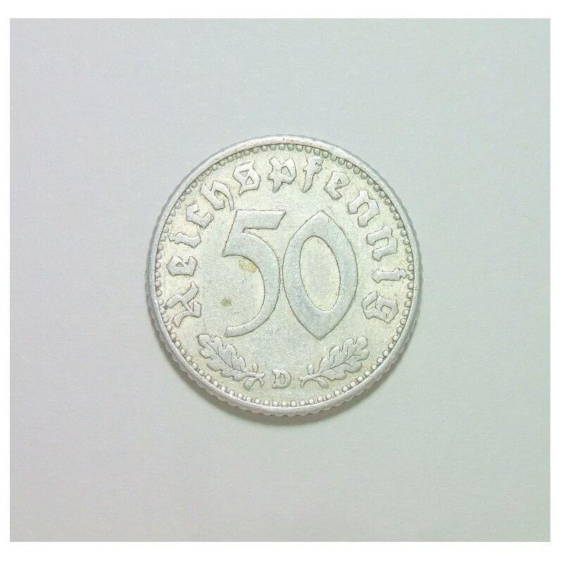 德国第三帝国1942年D版50芬尼 极美品