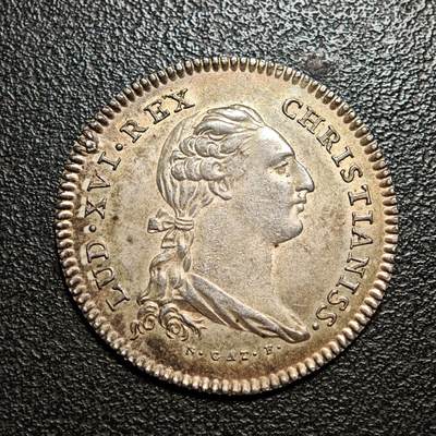 【德藏】世界币章拍卖第147期（拍品征集中~欢迎藏友联系） - 18世纪 法国路易十六鲁昂城市代用币银章 环形黄油淡包浆 直径约：30.6mm；重约：8.6g