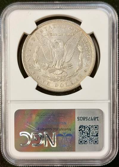 甄臻铺-世界币章拍卖（第34期），送拍享返佣金等优惠多多 NGC-MS62 美国1889摩根银元 带一点淡淡的包浆 底板不错 个人送评 上海N有点压分了 状态很不错