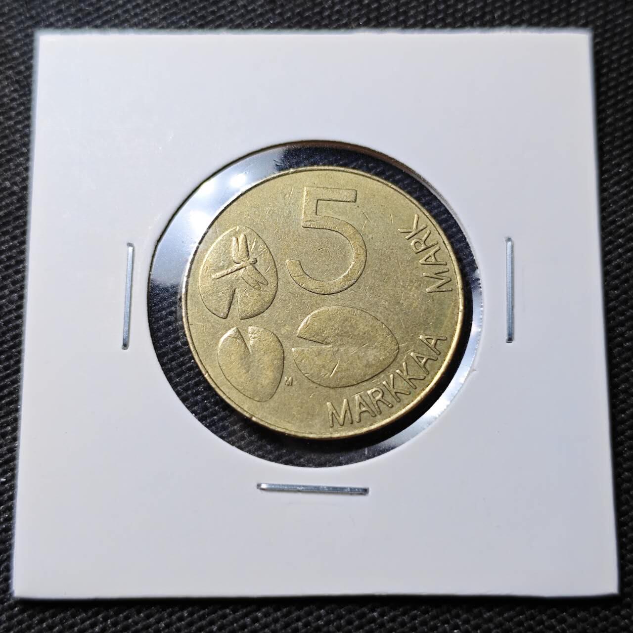 KK钱币收藏小铺 第339场 2月预留时间 周末发货 1994芬兰5马克 