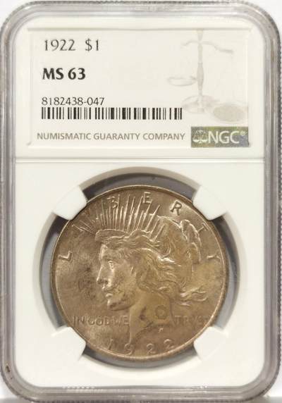 博洋堂世界钱币拍卖第140期（全场包邮） - NGC MS63 美国1922年和平银币，通体传世老黄油彩酱彩，底板清爽干净，无伤无戳无磕无洗无划痕，女神发丝桂冠光芒细节爆满，白头海雕栩栩如生，双面车轮大转光。滴水未下，直齿割手，满满传世老味道