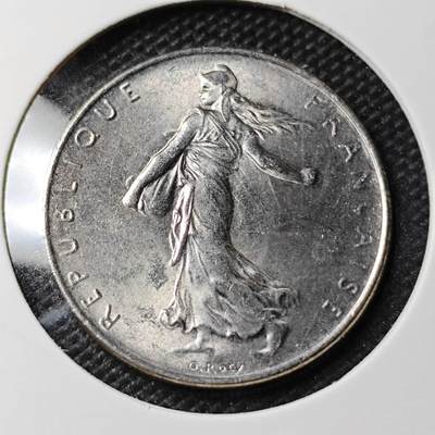 KK钱币收藏小铺 第339场 2月预留时间 周末发货 - 1991法国1法郎 好品