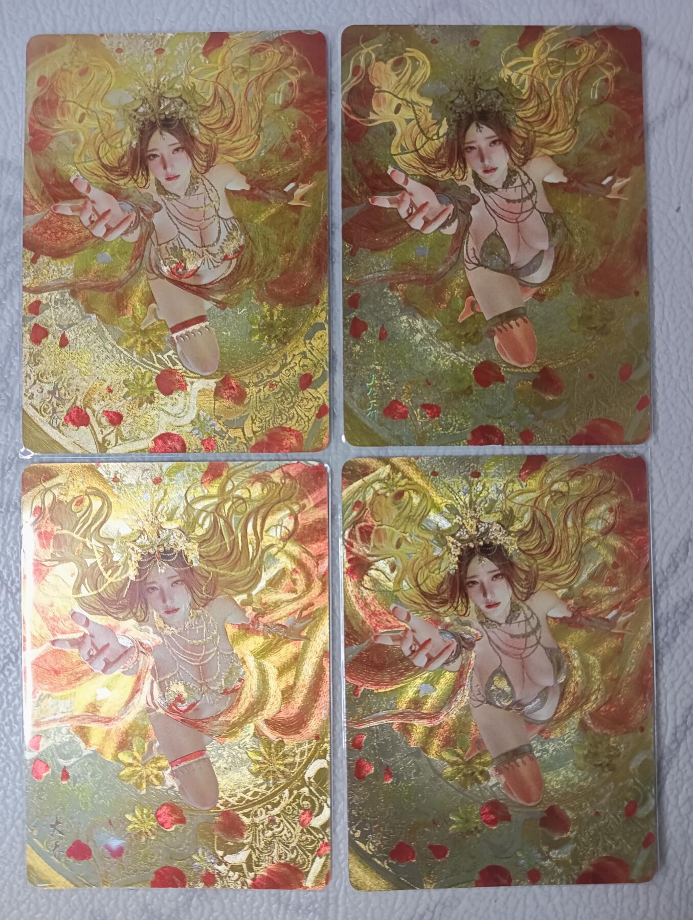 花开卡拍第39期（9月21号周日截拍，品控勿拍!!!拍品不寄存，运费5元，自制卡难免瑕疵，可能存在轻微撞角爆边等出厂瑕疵，品控介意勿拍！） 燎原人间传 刷子 大乔 双服饰双工艺，粗闪和幻彩粗闪，粗闪两张卡面有划痕介意勿拍