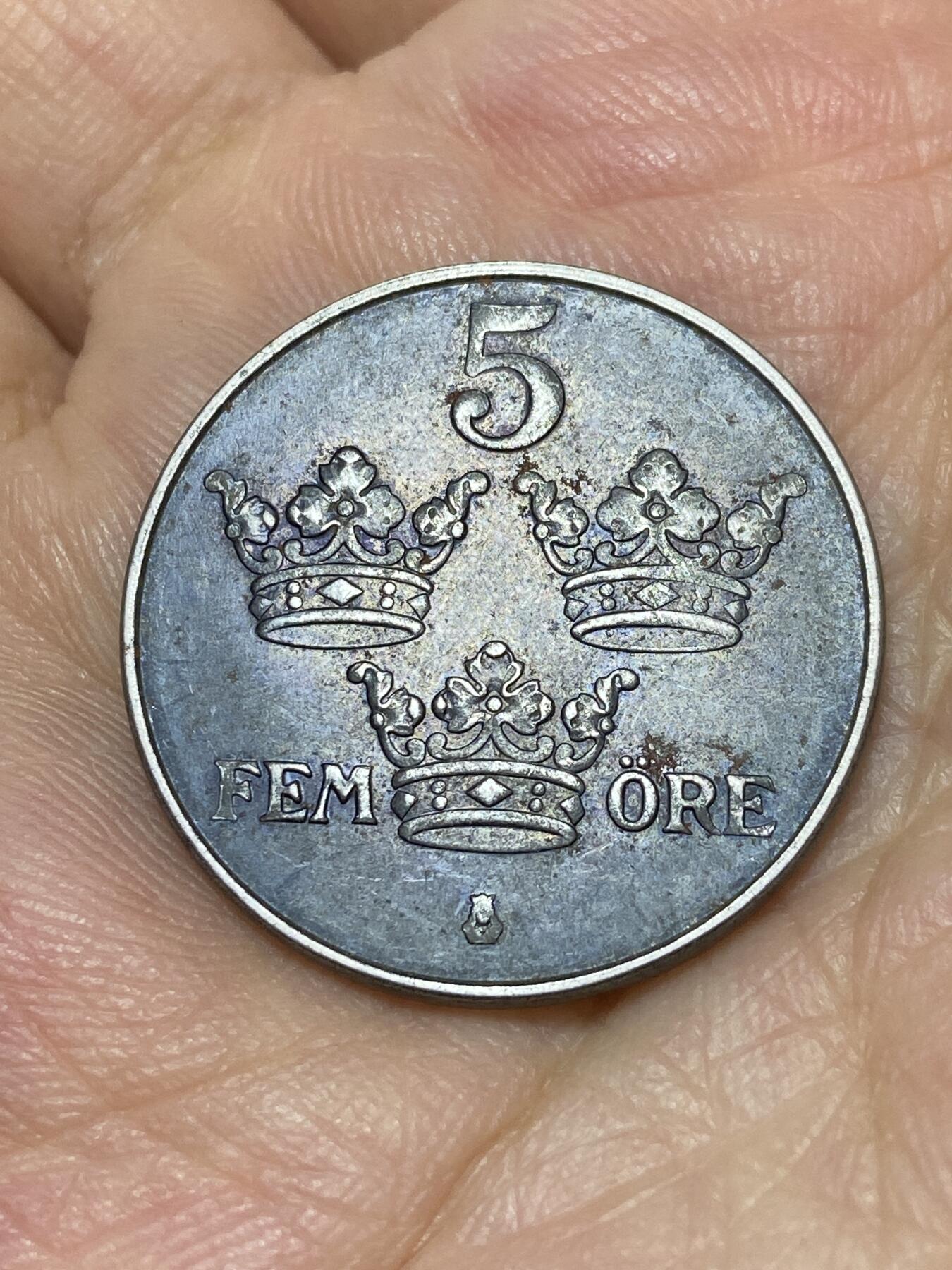 2025年第九十二场(总第一百一十八场）外国好品散币(免佣金) 瑞典🇸🇪1949年5欧尔铁币(古斯塔夫五世第四版)