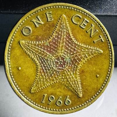 文馨钱币收藏第 272 场， 长期接收代拍品 - 1966 年英属巴哈马 1 分海星铜币，第一版首发年