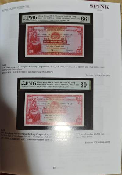 瓶子🏺第208期拍卖会  SPINK拍卖目录 含经典中国香港和澳门纸币  185页